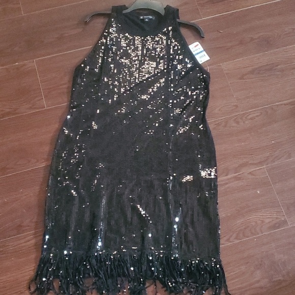 INC International Concepts Dresses & Skirts - INC Black Sequin Fringe Bottom Dress Extra Large